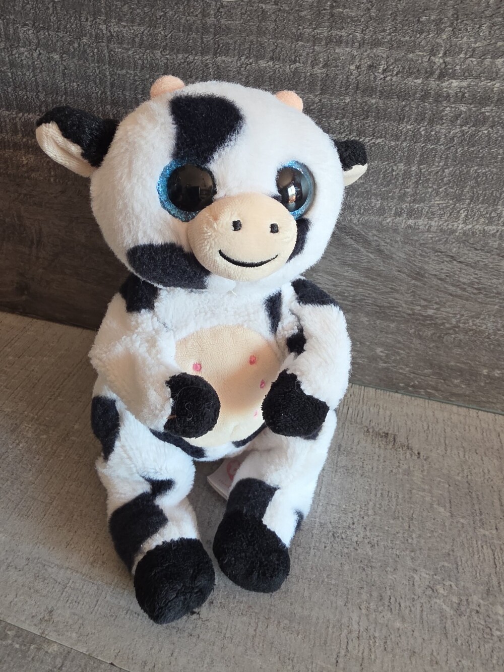 Ty Boo Beanie Bellies Herdly Black White Cow 6" Plush Stuffed Animal Toy g52